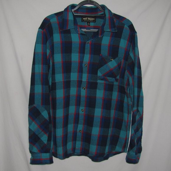 Mens' Salt Valley Plaid Flannel Button Front Shirt Size Large 100% Cotton - Picture 1 of 9
